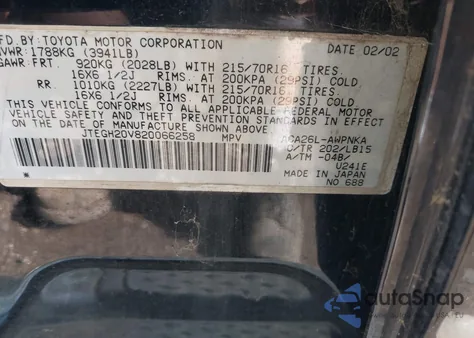 2002 Toyota Rav4 из США, поврежденный, VIN JTEGH20V820066258